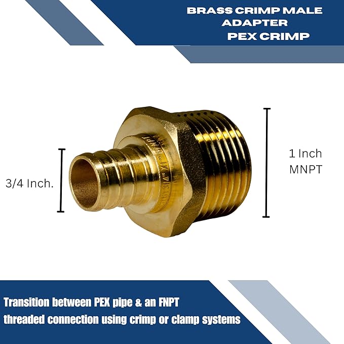 XFITTING 3/4 inch Pex x 1 inch Male NPT Adapter, 24-4-7=5X, 5 Pieces