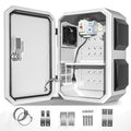 Outdoor Electrical Box with Thermostat and Fan, Cold-Rolled Steel Plate, Aluminum Alloy Back Beam, One-Piece Ventilation Design, IP65 Waterproof, Wall/Pole Mounted. (17.7" x 13.8" x 7.9")