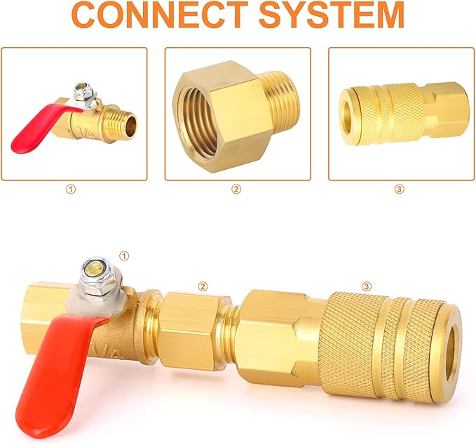 GASHER 2PCS Brass Pipe Fitting, Reducer Adapter, 1/8-Inch Male Pipe x 1/4-Inch Female Pipe
