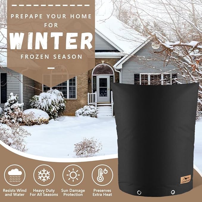 Backflow Preventer Insulation Cover - Water Pipe Insulation Sprinkler Cover for Outside - Insulated Backflow Cover Pouch for Irrigation Back Flow Valve in Winter or Sun Exposure (36"W x 24"H, BLACK)