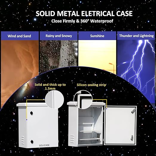 Nema Enclosure Outdoor,Waterproof Enclosure - IP Waterproof Electrical Box,Nema Electrical Enclosure Box, Metal Galvanized Electrical Enclosure (24x20x12”)