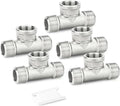 TAISHER 5PCS 304 Stainless Steel Tee Pipe Fittings, 1/4" NPT Male x 1/4" NPT Female x 1/4" NPT Male Pipe Fittings, Female Branch Tee