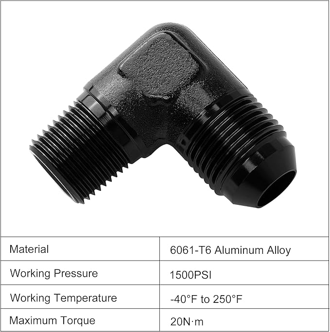 EVIL ENERGY 8AN to 3/8" NPT Male 90 Degree Fitting Adapter Aluminum 2PCS