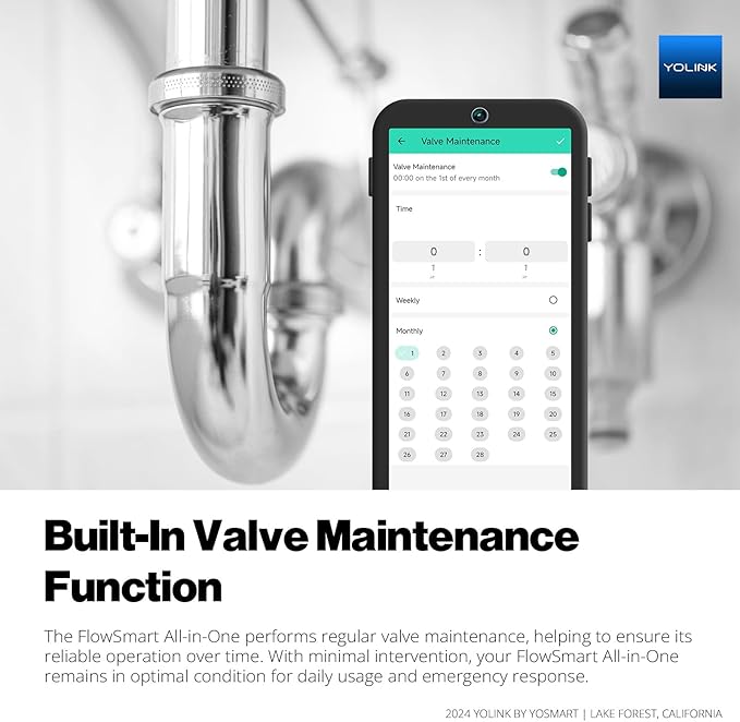 NSF Certified YoLink FlowSmart All-in-One Smart Water Meter & Auto Shutoff for 1.25" Pipes, LoRa Long-Range, Real-Time Leak Detection, 10-Year Battery, 80+ Device Ecosystem, Hub Included – YS5018
