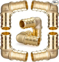 10 Pack 1/2" PEX 90 Degree Elbow Fittings, Lead-Free Brass Crimp Connectors NSF/UPC, for Plumbing Repairs