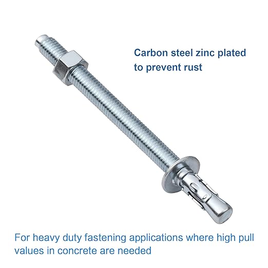 1/2 inch x 5-1/2 inch - 10 Pieces Wedge Anchor Zinc Plated Heavy Duty Fastener for Concrete