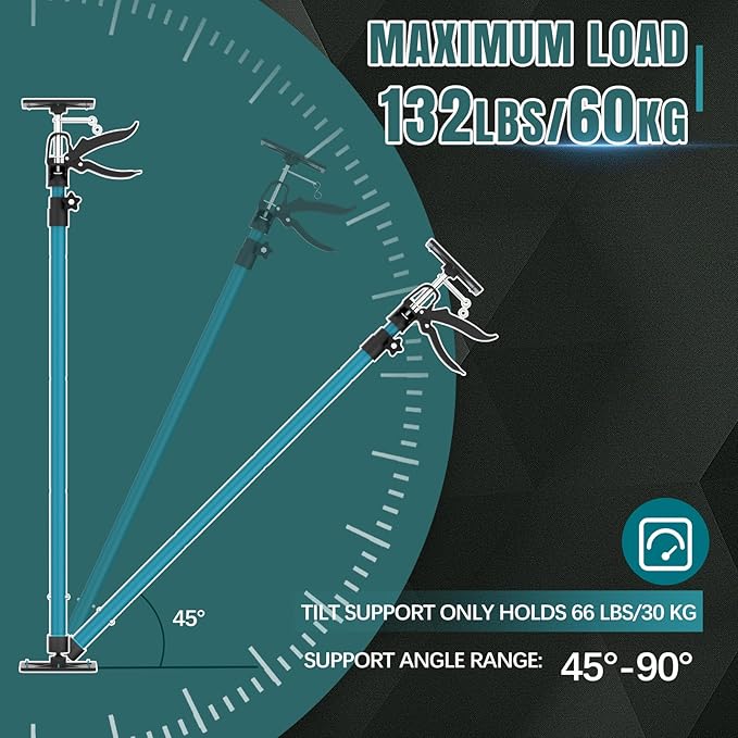 Adjustable Support Pole, Cabinet Jacks for Installing Cabinets, Telescoping Support Poles Range from 45.7'' to 114.2'' Third Hand Tool for Installation, 132 LB Capacity, 2 Packs
