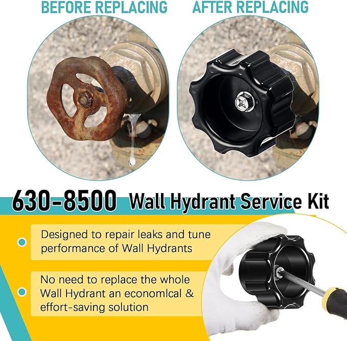 630-8500 Wall Hydrant Complete Service Kit Compatible with Prier 300, 400 & 500 Series Wall Hydrants Outdoor Faucet Repair Kit Outdoor Spigot Repair Kit