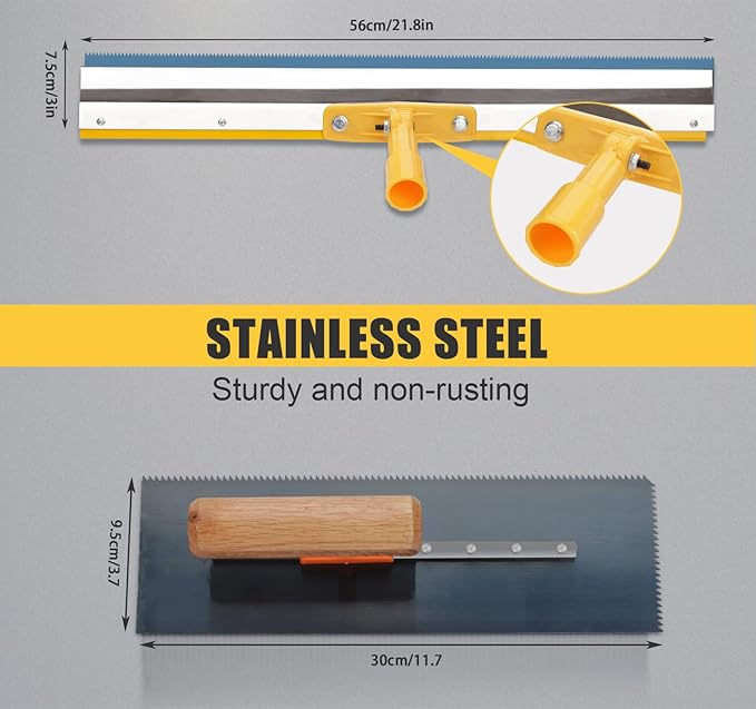 Self Levelling Cement Tool Kit, Adjustable Extension Pole, Floor Roller, Nailer Shoe, Epoxy Floor Tool, Stainless Steel Trowel, Self Levelling Rake, Cement Self Levelling Concrete Tool Kit
