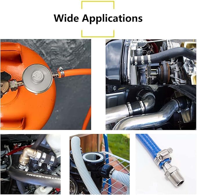 Hose Clamp-20pcs Stainless Steel Hose Clamps Adjustable 1/2''-3/4''(13-19mm) Worm Gear Hose Clamp,Metal Fuel Line Pipe Clamp for Fuel Line,Plumbing,Mechanical Applications,Radiators,Garden etc.