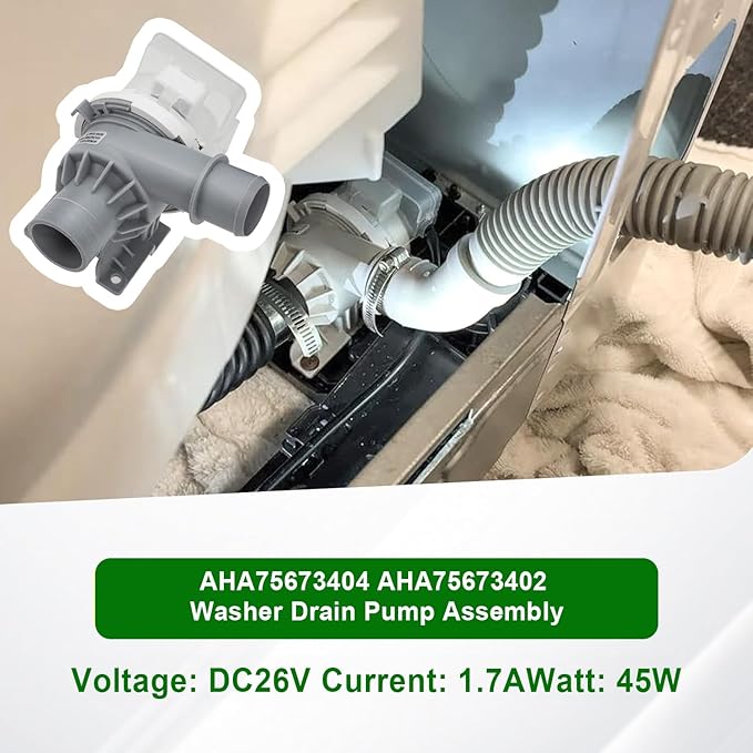 Upgraded AHA75673404 AHA75673402 Washer Drain Pump Assembly Compatible with LG Washing Machine Drain Pump Replace AP6978814 PS12748410 WT7060CW WT7100CW WT7150CW WT7250CW WT7300CV etc.