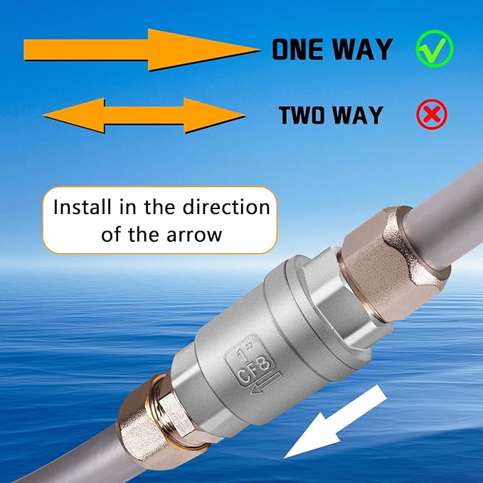 Boltigen 1 inch Spring Check Valve, 304 Stainless Steel CF8 Non Return One Way Horizontal Check Valve, Vertical Inline Water Check Valve for Well, Pump, Tank, Backflow Prevention, WOG 1000