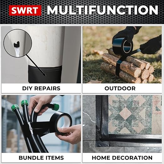 SWRT 9 Mil 2-Pack Black Heavy Duty Duct Tape Strong Adhesive, 2 in x 30 YD (Total 60YD) Duct Heavy Duty Waterproof All Weather Black Duct Tape No Residue Sealing & Patching for Indoor&Outdoor Repair