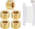 PATIKIL 1/2" BSP Male Pipe Plug Fitting, 3Pcs Brass Hex Counter Sunk Plug Brass Male Connector Socket for Closing the End of Pipe Industrial Machinery Fittings