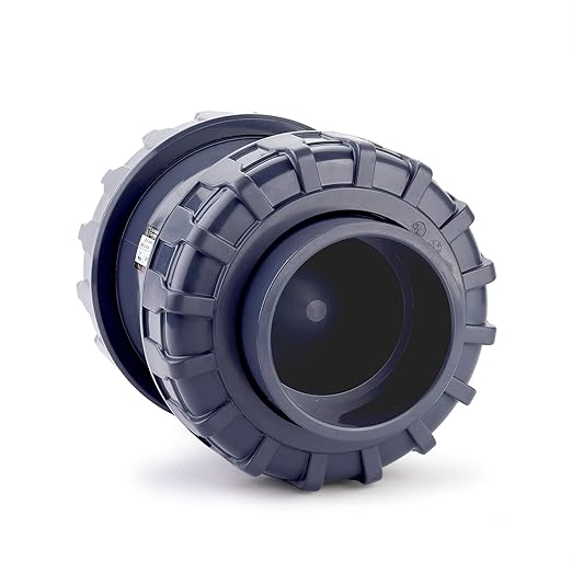 HYDROSEAL Sharkfellow 4’’ PVC True Union Ball Check Valve with Full Port, ASTM F1970, with EPDM Seals, Corrosion-Free, Service Free, Rated at 200 PSI @73F, Gray, 4 inch Socket (4'')