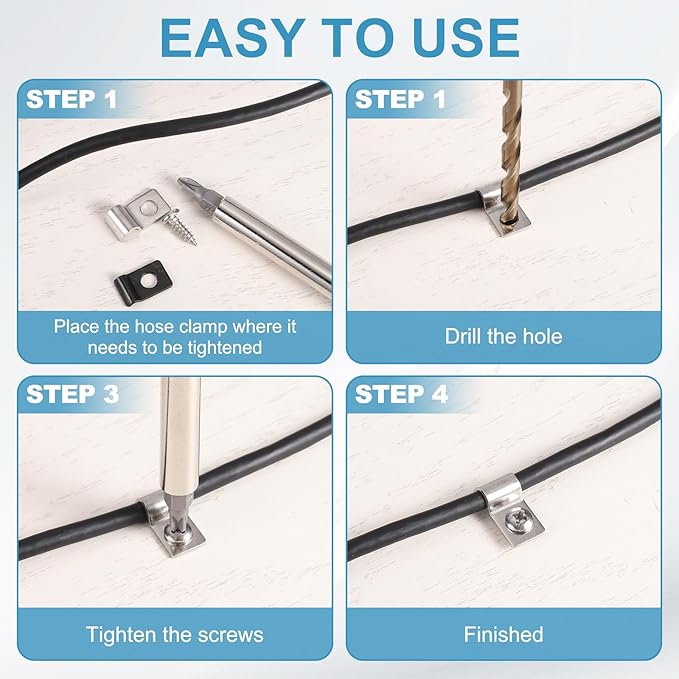uxcell 50Pcs 4mm(3/16") One Hole Rigid Pipe Strap, 304 Stainless Steel Conduit Clamp Thicken U Bracket Heavy Duty Pipe Clamp with Self-Tapping Screws for Fixing Tube Cable, Silver