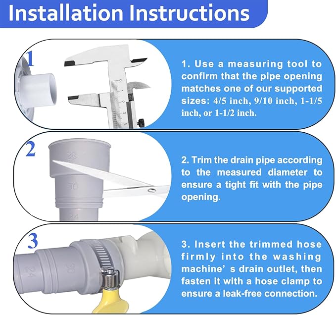 6.5ft Washing Machine Drain Hose Extension Kit - Universal for Washer, Dishwasher & Dehumidifier, 7-Piece Set with U-Bracket, 4 Clamps & Adapter