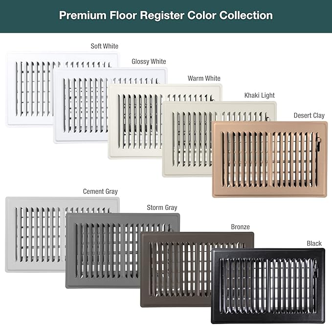 Shoemaker 2x14 Floor Register – Cement Gray Heavy Duty Metal Floor Vent Cover for Home Floors - Premium Forced Air Vent Covers