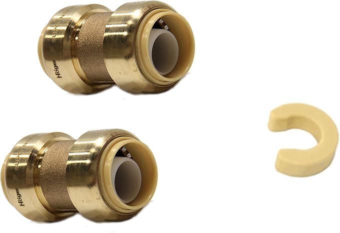 (Pack of 2) EFIELD 1 Inch Straight Coupling Push-Fit Fitting to Connect Pex, Copper, CPVC with a Disconnect Clip,(PF009-2PCS)