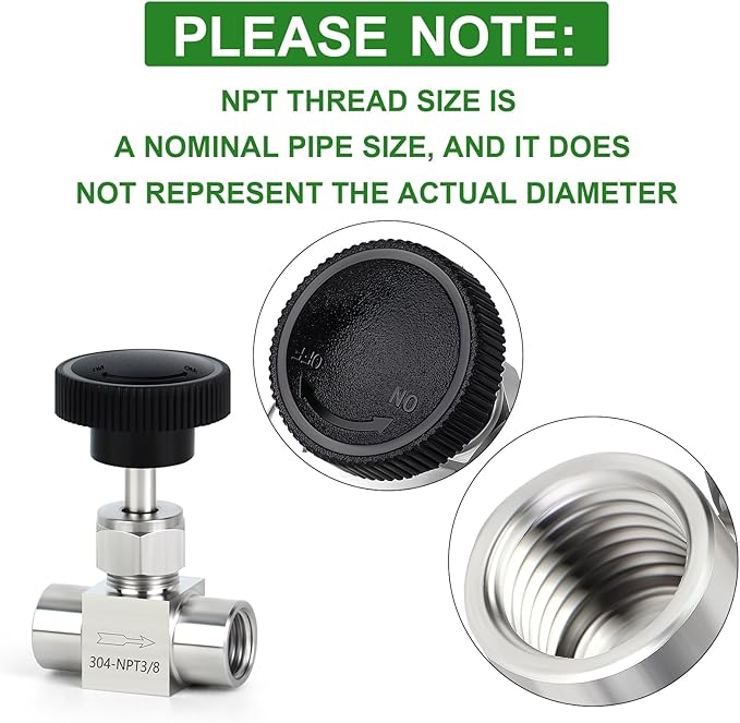 TAISHER 1PCS 304 Stainless Steel Straight Needle Valve 3/8" Female NPT For Flow Control Water Gas Oil With Nipple