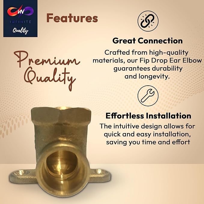 Fip Drop Ear Elbow - 1/2" C x 1/2" Heavy Duty Stress Corrosion Cracking Resistant Brass Elbow Fitting for Plumbing Fitting - Pack of 10
