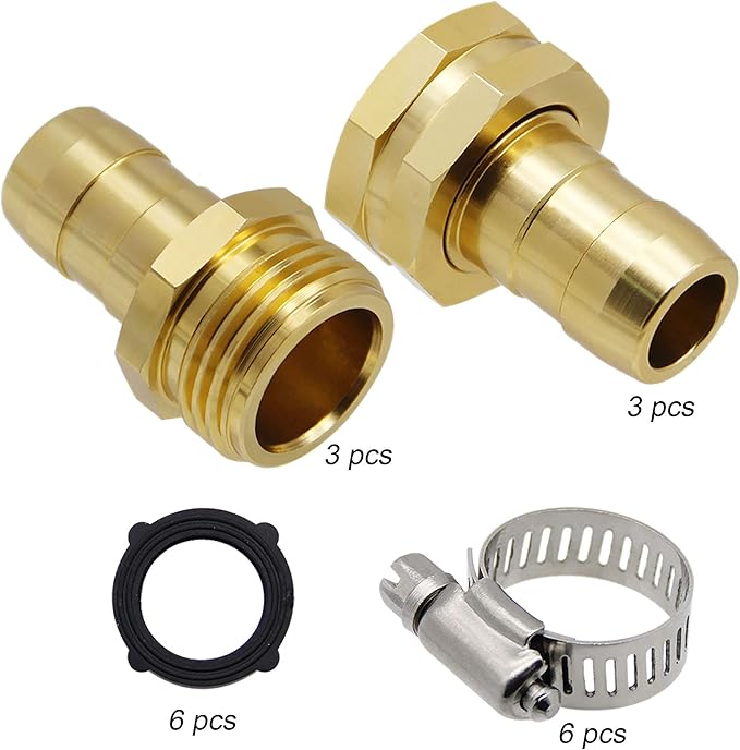 Triumpeek Garden Hose Repair Connector with Clamps, Set of 3 Aluminum Water Hose End Replacement Fit for 3/4" and 5/8" Garden Hose Fittings