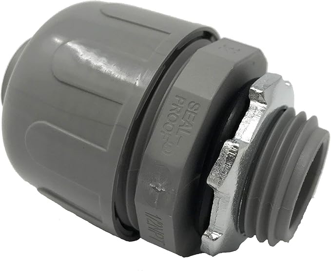 Sealproof 1/2-Inch 25 Pack Nonmetallic Liquid Tight Straight Conduit Connector Fitting, UL Listed, 1/2" Dia