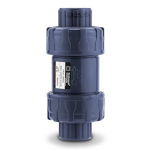 HYDROSEAL Sharkfellow 1/2’’ PVC True Union Ball Check Valve with Full Port, ASTM F1970, with EPDM Seals, Corrosion-Free, Service Free, Rated at 200 PSI @73F, Gray, 1/2 inch Socket (1/2'')