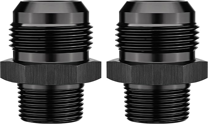 EVIL ENERGY 16AN Male Flare to 3/4" NPT Pipe Fitting Adapter Straight Aluminum Black 2PCS