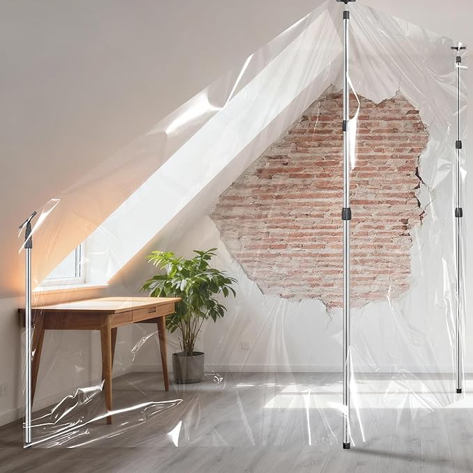10Ft Dust Barrier Poles Kit with Carry Bag, Adjustable Zipper Wall Poles, Dust Containment Pole, Steel Telescoping Support Pole for Temporary Dust Barrier System, Home Renovation/Construction