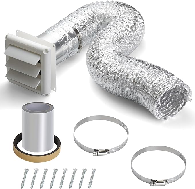 Dryer Vent Kit with Hose/Duct Connector/Wall Plate,4 Inch Dryer Vent Hose Connector Wall Ducting Kit for Bathroom Ventilation Fans Exhaust,Ceiling Washer Air Circulation