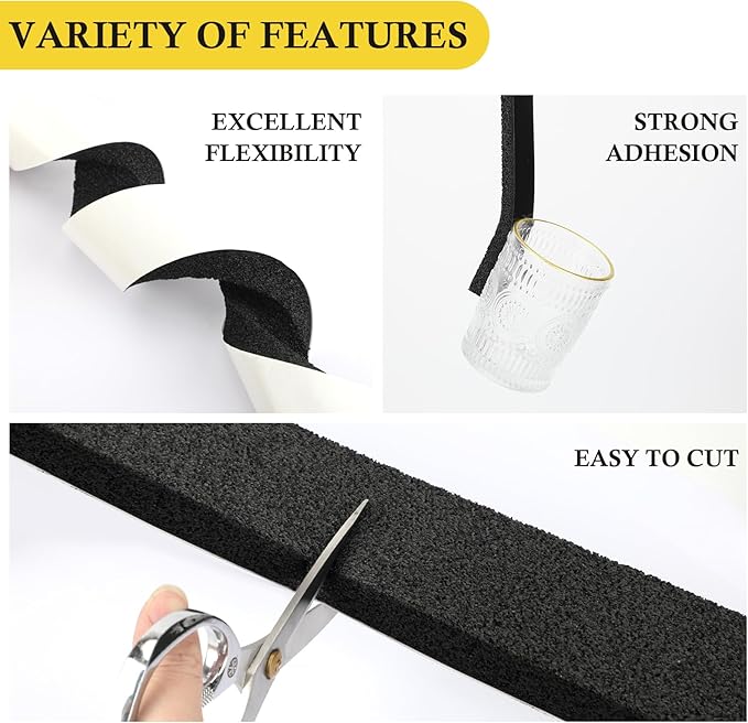 fowong Open Cell Foam Tape- 1 Roll, 2" W X 1/2" T X 6.5' L Weather Stripping Door Insulation Air Conditioner Seal Shock-Absorbing, Total 6.5 Feet