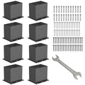 8 Pcs Post Base,4”x 6" Post Brackets(Acturl3.6 x5.6), Heavy Duty Black Metal Powder-Coated Thick Steel Post Anchor Outdoor for Support Deck Base Plate, Pergola Bracket Kit,Mialbox Post Mount