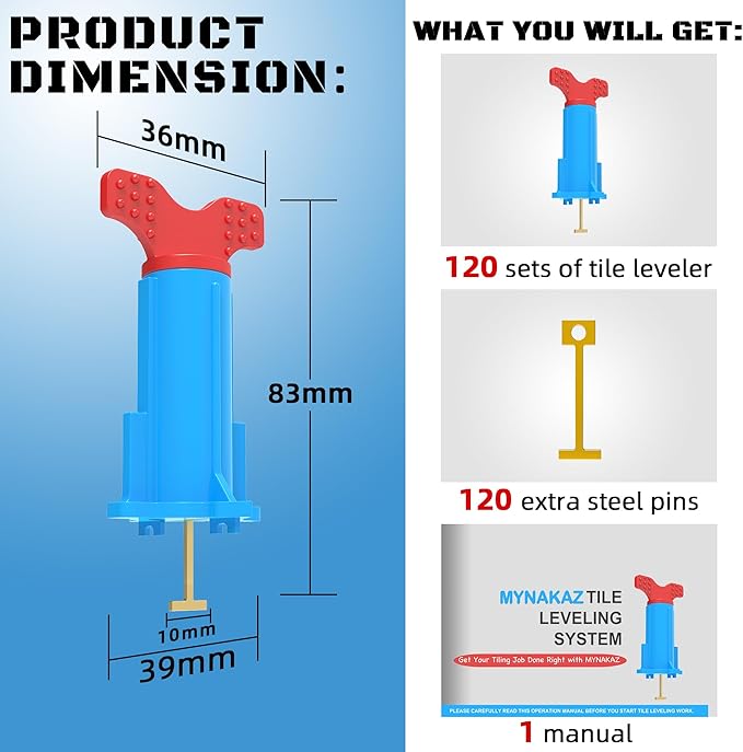 Reusable Tile Leveling System, Floor Leveler Self Leveling Compound, Tiling Tools and Accessories, Tile Tools for Installation Tile Leveler (120 Sets)