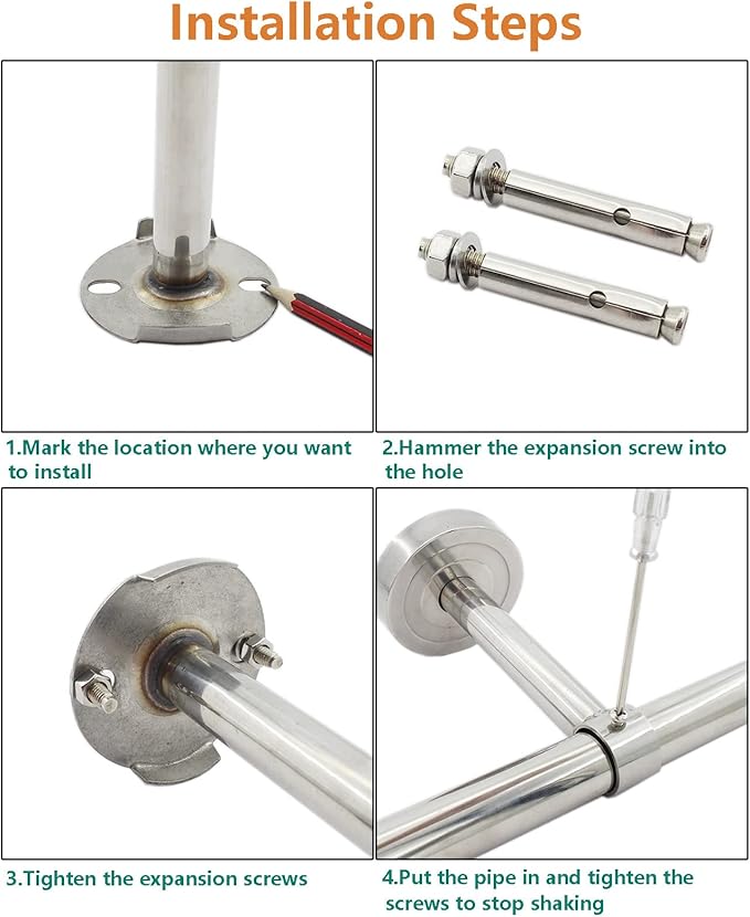 2 Pack Ceiling Mount Bracket, Stainless Steel Wardrobe Pipe Bracket Rod Holder Ceiling Holder, ULIFESTAR Shower Curtain Closet Wardrobe Rod Lever Support Holder Pipe Flange Socket (D*H)26*400mm/1*16''