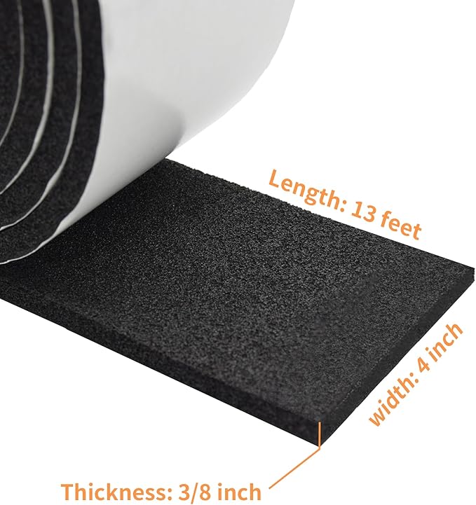 DOBTIM Pipe Insulation Foam Wrap Tape, self Adhesive with high Resilience for Pipe Insulation Wrap 13 Ft Long x 4 Inch Wide x 3/8 Inch Thick