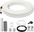 DELLA 33 Ft Mini Split Line Set, Includes 3/8" & 1/4" O.D. Copper Pipes with Flared Nuts and a 3/8" Thick White PE Insulated Coil, Perfect for Mini Split AC and Other HVAC Systems