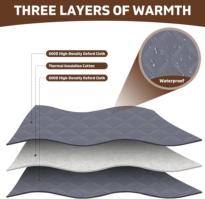 Winter Window Insulation 3 Layer 24" x 36" Thermal Insulated Window Cover Oxford Blanket with Fastener Gray Window Cover for Winter Keeping Warm Ideal Insulation Kit for Winter Window Protection