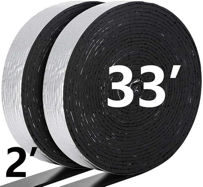 Pipe Insulation Wrap 2" Wide X 33 Ft Water Pipe Foam Insulation Tape Self Adhesive Aluminum Foil Insulation Wrap for Outdoor Winter Cold Hot Water Pipes (1Pcs)