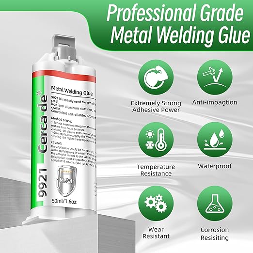 Metal Glue，Heavy Duty Waterproof epoxy Adhesive，Suitable for bonding Repair Metals, Steel, Iron, Aluminum, Plastics, Ceramics, and Various Materials，Strongest Liquid Welding Fillers。1.6oz。
