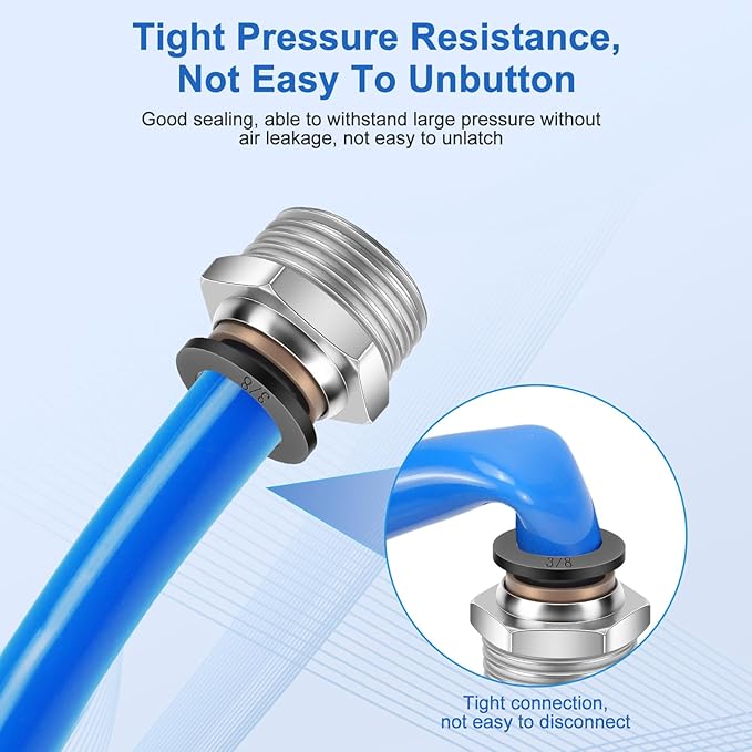 12 Pcs Push to Connect Fittings 3/8 Inch Tube OD x 1/2 Inch NPT Thread Pneumatic Male Straight and Elbow Quick Connect Air line fittings