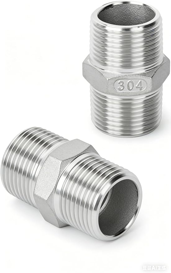 2Pcs 3/4" Male to Male NPT Hex Nipple Pipe Fittings,304 Stainless Steel 3/4 Inch Threaded Pipe Adapter Fittings Equal Nipples Connectors,Stainless Steel 304 Male Straight Quick Coupler Pipe Fitting