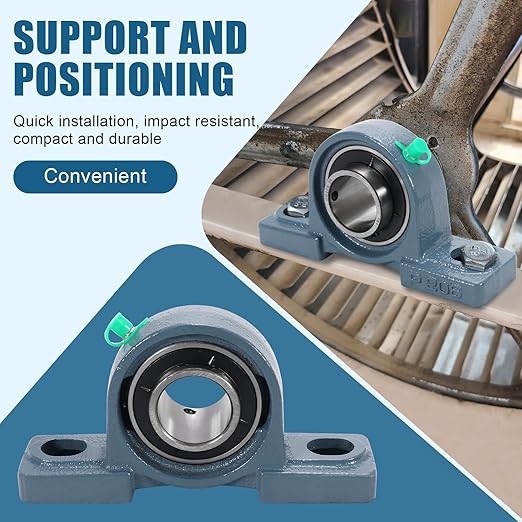 2 Pack UCP206-20 Pillow Block Bearing 1-1/4 inch Bore Mounted Pillow Block Bearings Solid Cast Iron Base Self-Alignment