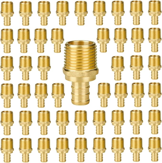 SUNGATOR 50-Pack 1/2" NPT to 1/2" PEX Male Adapter, No Lead Brass, NSF, UPC Certified