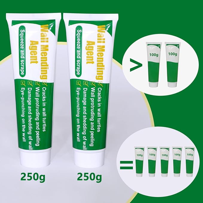 Wall Patch Repair Kit, 500g Wall Mending Agent Drywall Repair Putty & 8 Inch Mesh Drywall Repair Kit, with Scraper and Sandpapers.