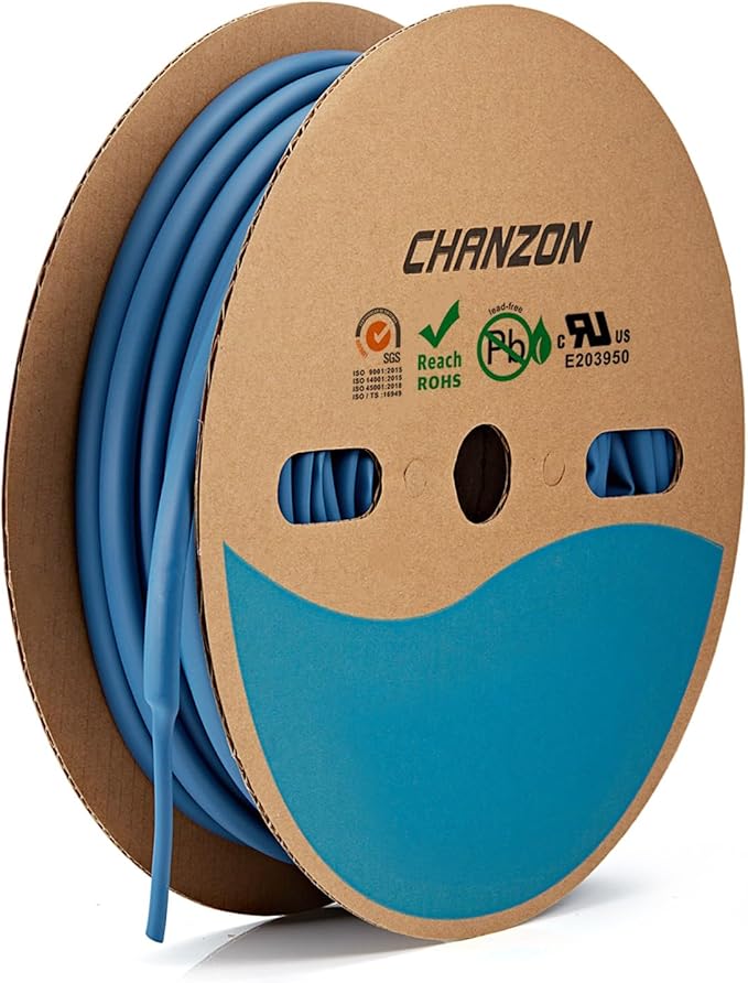 Chanzon 3:1 Ratio 3/16" (4.8mm) Heat Shrink Tubing - Marine Grade Waterproof Adhesive Lined - 80Ft Roll (25M Total Length) Blue Polyolefin Sleeving Wrap Shrinking 3 to 1 Ratio 1pcs