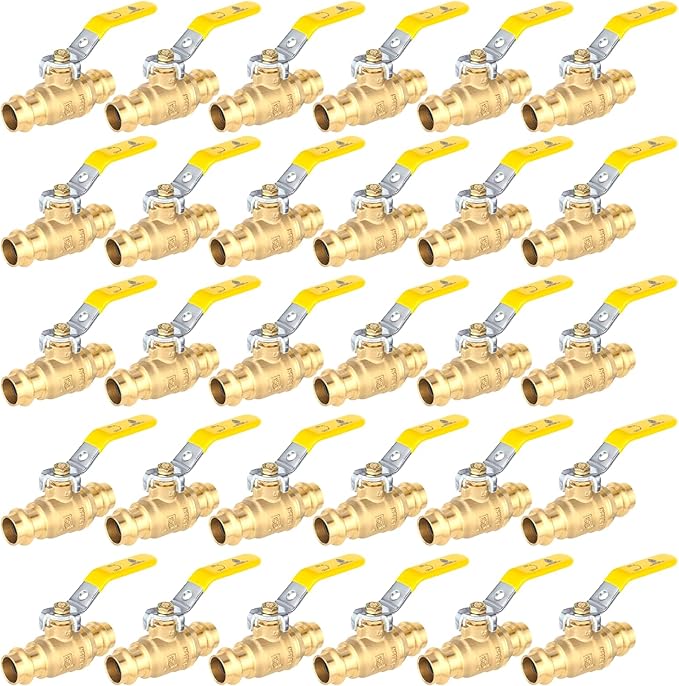 1/2-Inch Copper Press X Press Ball Valve for Copper Tubing,Brass Full Port Water Stop Shut Off Ball Valve,1/4 Turn with EPDM O-ring(Pack of 30)(VALVE242-30Pack)