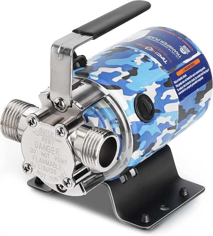 115V 1/10HP 330GPH Utility Rain Barrel Waterbed Pump, With Water Hose Kit, Camouflage Color.