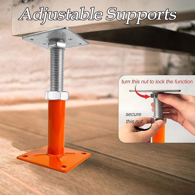 House Jacks for Leveling, 5-8" Mini Screw Jack Adjustable Deck Supports, Floor Joist Support Jack Stands, House Leveling Jacks for Floor, Post, Deck Foundation, Porch, Roof, Staircase