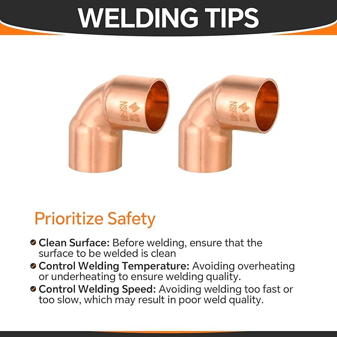 HeSun 50-Pack Copper Fittings, 1/2-Inch Short Radius 90-Degree Copper Elbow, C x C with Sweat Solder Connection